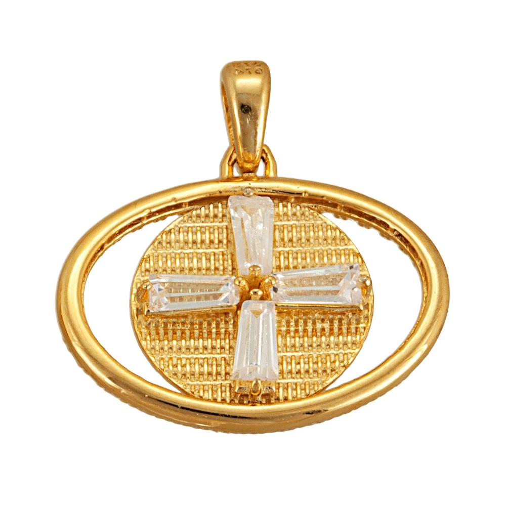 CHRISTIAN CHARMS Byzantine Double Sided SENZIO Collection from K9 Yellow Gold with Zircon 440Y.K9