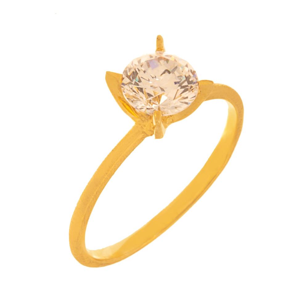 RING Single Stone Hand Made Yellow Gold K14 with Zircon Stone 4614141