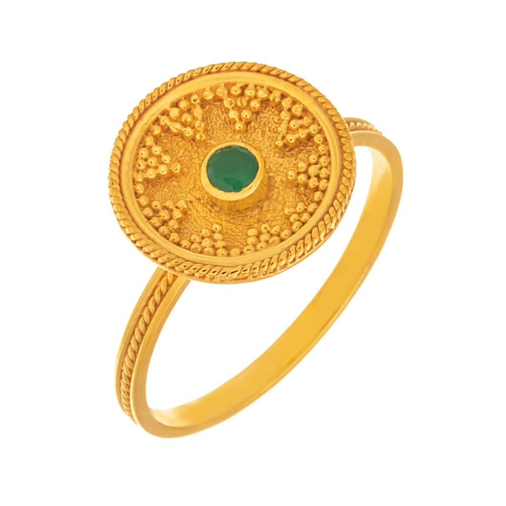 RING Byzantine Hand Made Yellow Gold K14 with Tourmaline 4614183