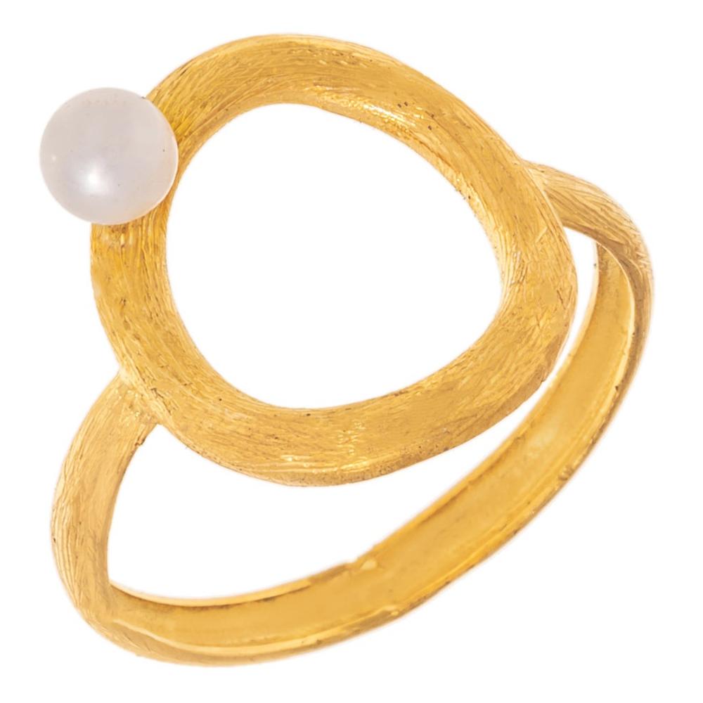 RING Hand Made SENZIO Collection K14 Yellow Gold with Pearl 4614214