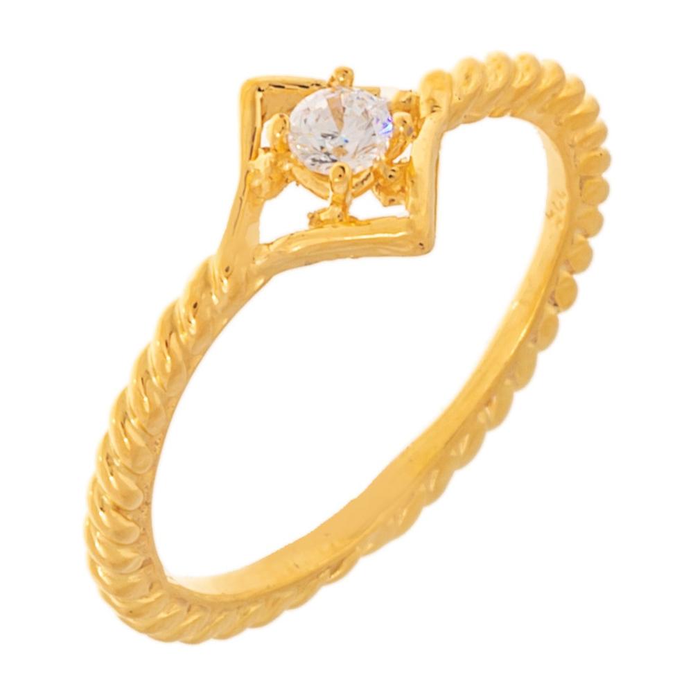 RING Hand Made SENZIO Collection K14 Yellow Gold with Zircon Stones 4614218
