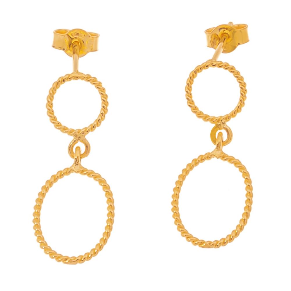 EARRINGS Hanging Handmade SENZIO Collection K14 Yellow Gold 462104
