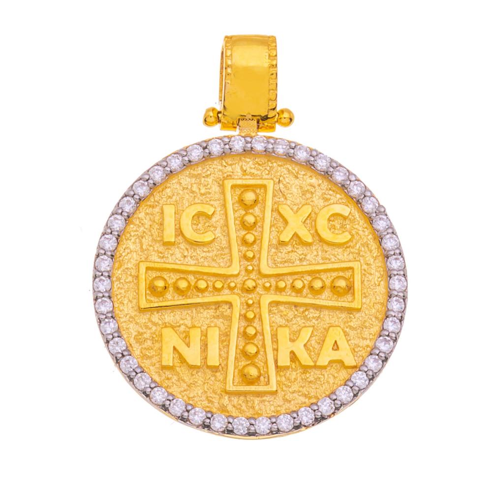 ΚΩΝΣΤΑΝΤΙΝΑΤΟ Χειροποίητο SENZIO Collection από Κ9 Κίτρινο και Λευκό Χρυσό με πέτρες Ζιργκόν 46291K