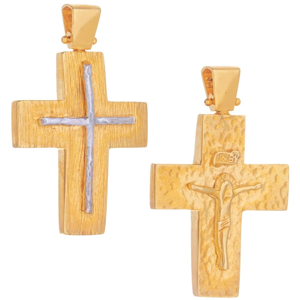 CROSS Hand Made Double Sided 14K from Yellow and White Gold 46344