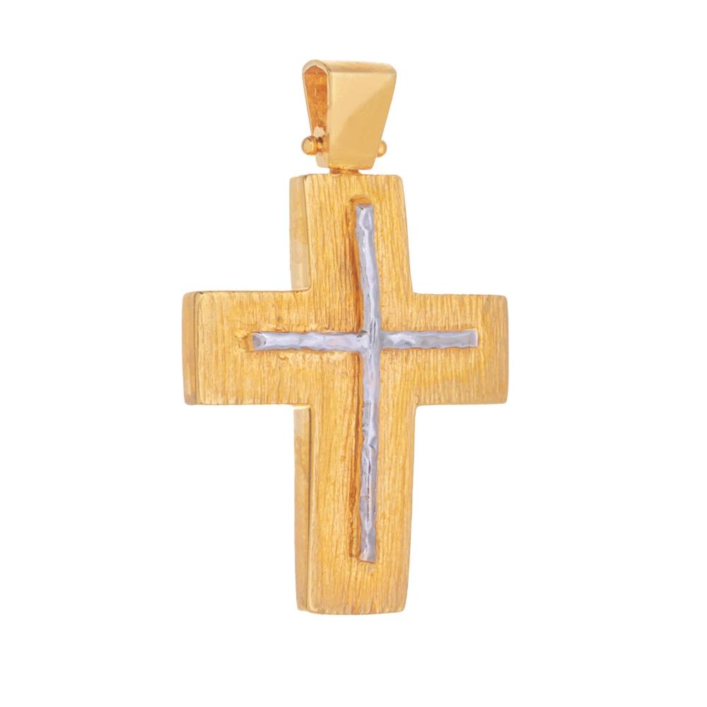 CROSS Hand Made Double Sided 14K from Yellow and White Gold 46344