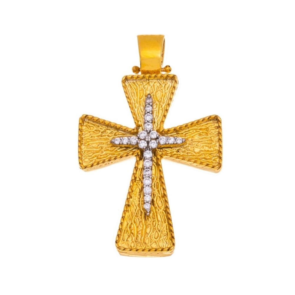 CROSS Hand Made SENZIO Collection K14 Yellow and White Gold with Zircon Stone 464117