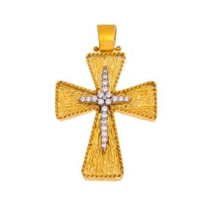 CROSS Hand Made SENZIO Collection K14 Yellow and White Gold with Zircon Stone 464117 - 30218