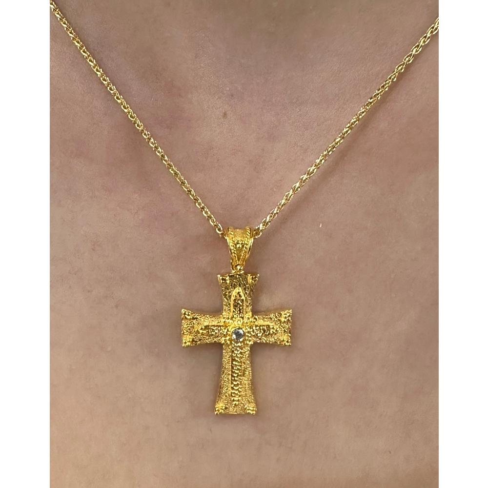 CROSS Handmade Byzantine SENZIO Collection in K14 Yellow Gold with Zircon 464195