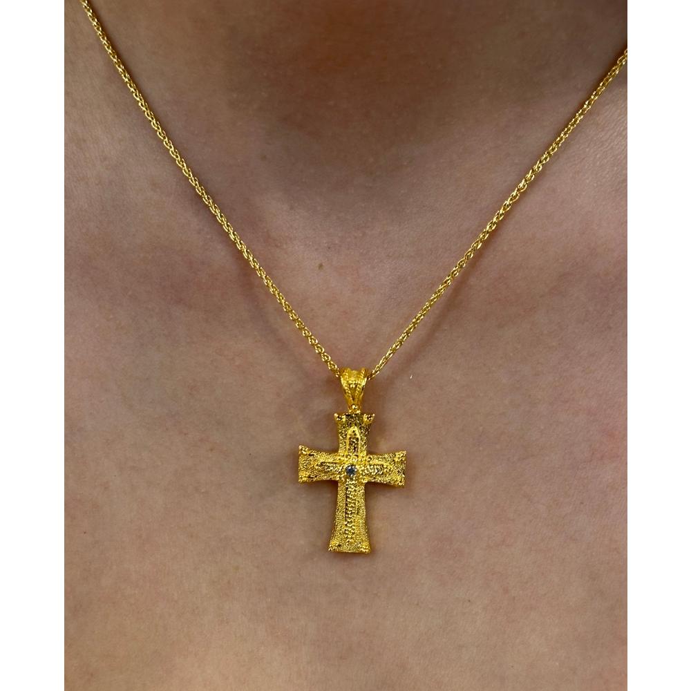 CROSS Handmade Byzantine SENZIO Collection in K14 Yellow Gold with Zircon 464195