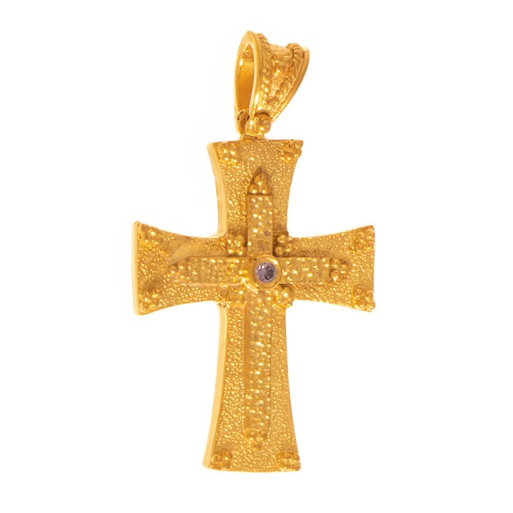 CROSS Handmade Byzantine SENZIO Collection in K14 Yellow Gold with Zircon 464195