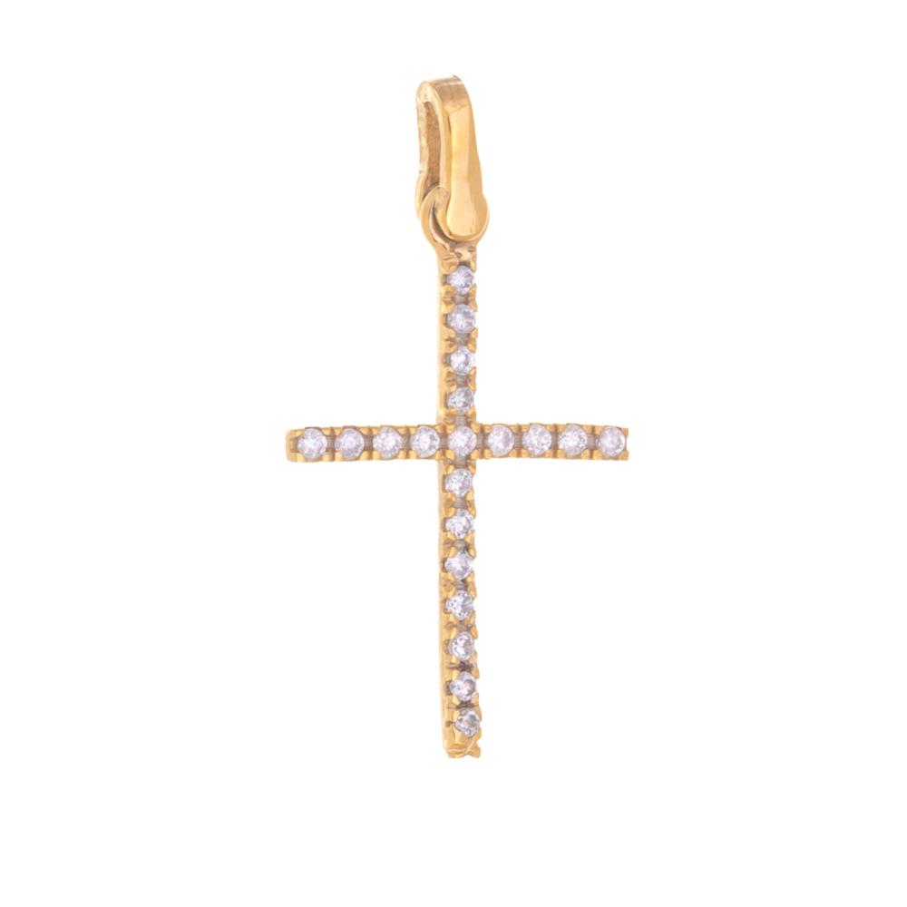 CROSS Lady's Handmade from Yellow Gold Κ9 with Zircon Stones 46638.K9
