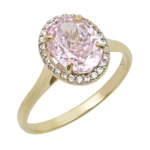 RING Rosette Yellow Gold K9 with Zircon Stones R-DRF001XL-9K9 - 34548