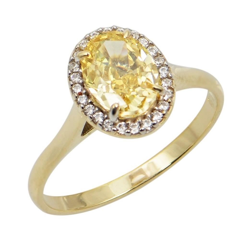 RING Rosette Yellow Gold K9 with Zircon Stones R-DRF001L-3K9