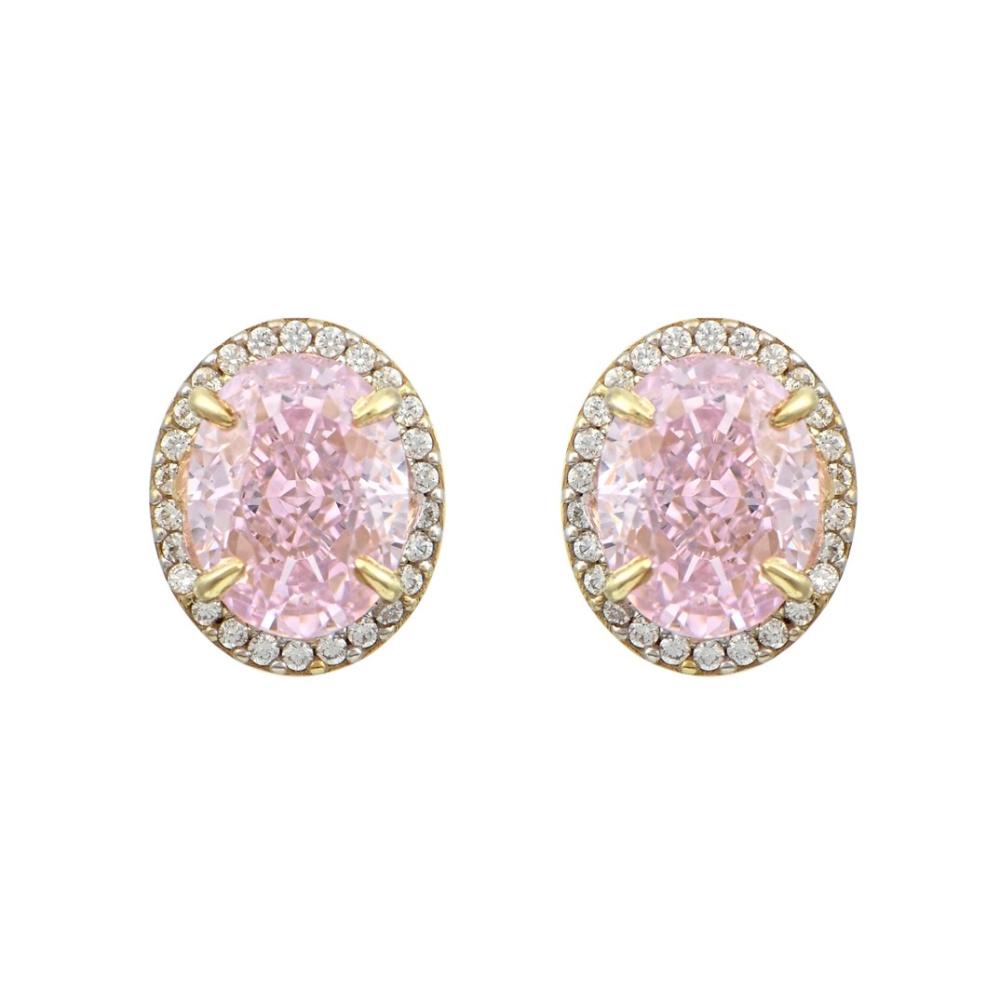 EARRINGS Rosette with Zircon in K9 Yellow Gold E-DRF001XL9YK9