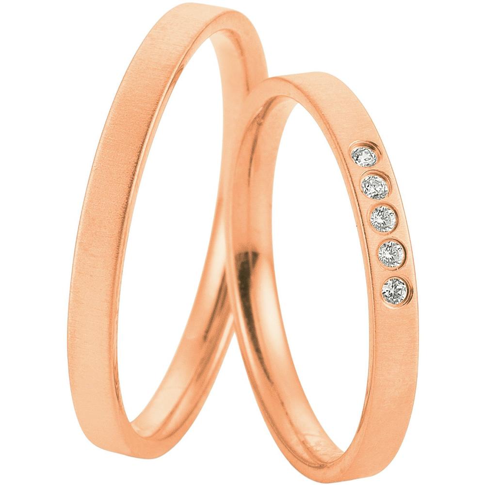 BREUNING Welcome Collection Wedding Rings Rose Gold 4953-4954R