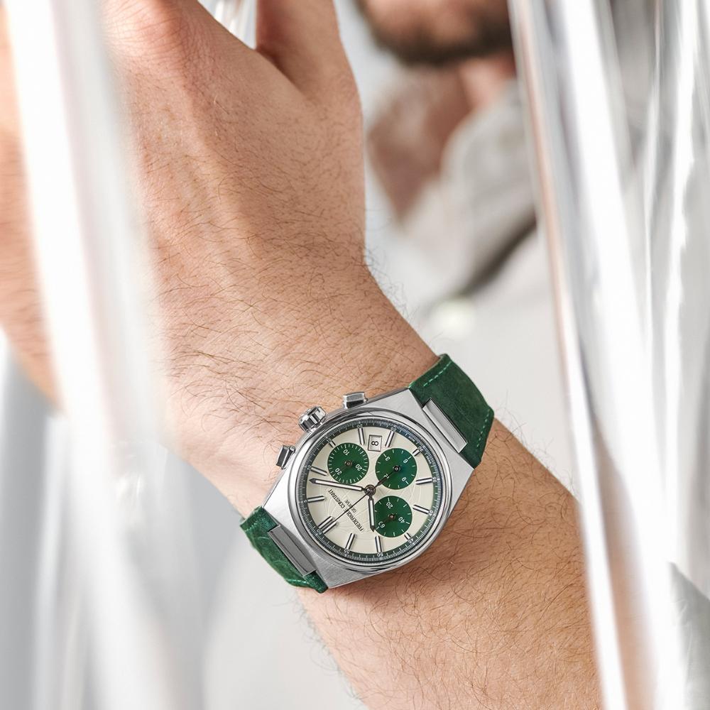 FREDERIQUE CONSTANT Highlife Chronograph Automatic Limited Edition White Green Dial 41mm Silver Stainless Steel Bracelet with 2 Straps FC-391SGR4NH - 9