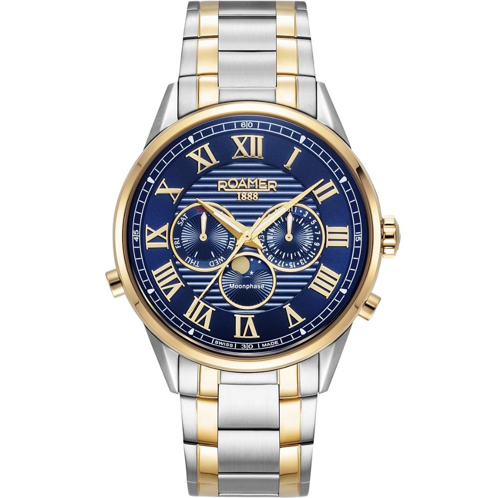 ROAMER Superior Moonphase II Blue 43mm Two Tone Gold Stainless Steel Bracelet 513821-47-45-50 - 1