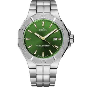 EDOX Delfin The Original Green Dial 43mm Silver Stainless Steel Bracelet 53021-3M-VID - 51761