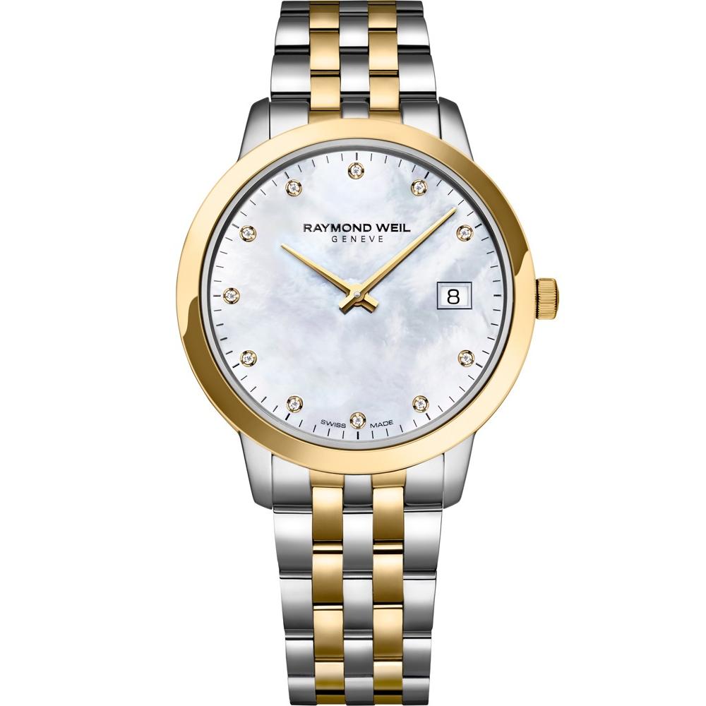 RAYMOND WEIL Toccata Diamonds 34mm Two Tone Gold Stainless Steel Bracelet 5385-STP-97081