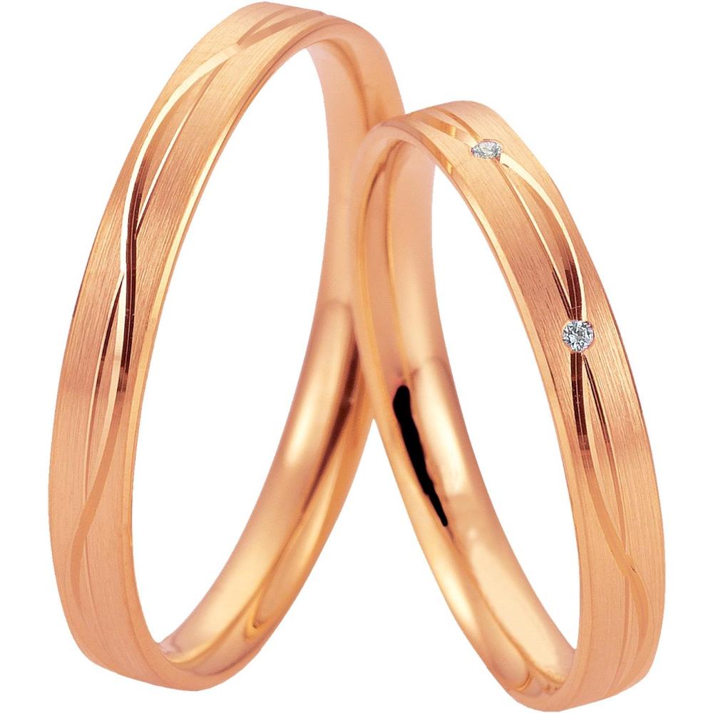 BREUNING Basic Light Collection Wedding Rings Rose Gold 5701-5702R