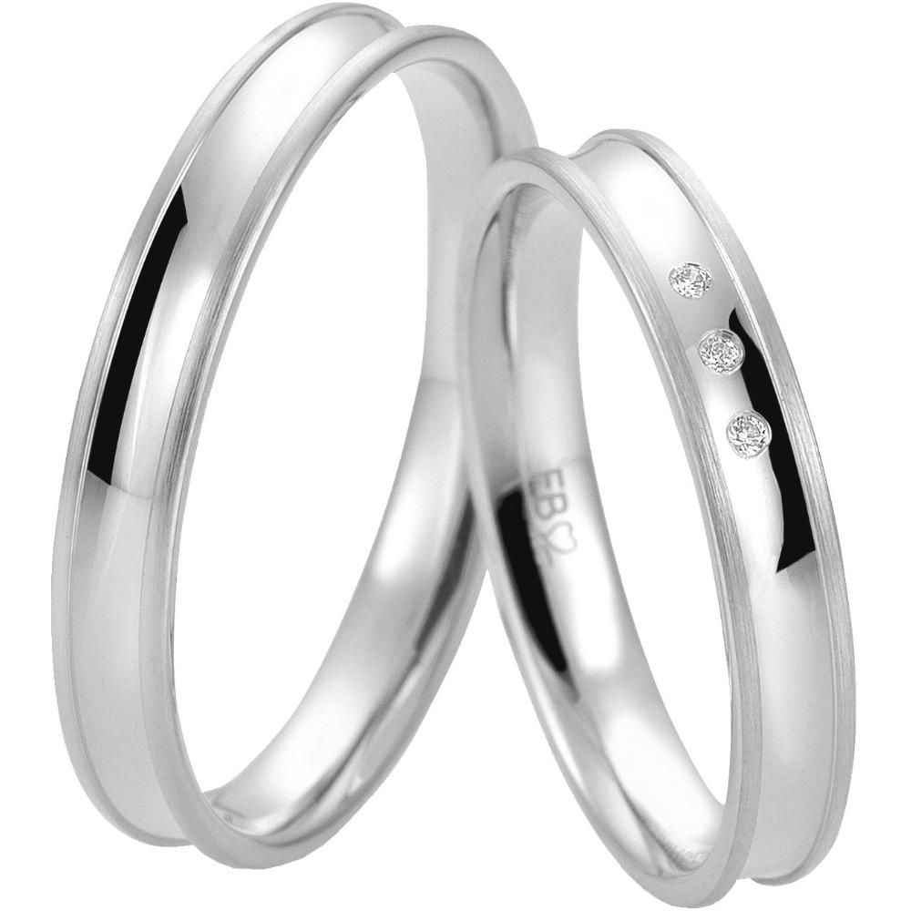 BREUNING Basic Light Collection Wedding Rings White Gold 5703-5704W