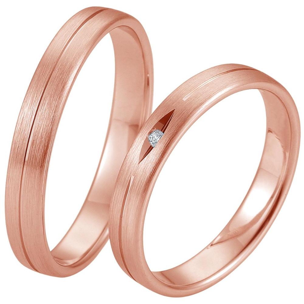 BREUNING Basic Light Collection Wedding Rings Rose Gold 5713-5714R