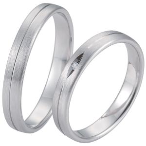 BREUNING Basic Light Collection Wedding Rings White Gold 5713-5714W - 18829