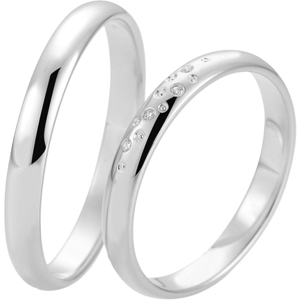 ΒREUNING Basic Light Collection Wedding Rings White Gold 5721-5722W