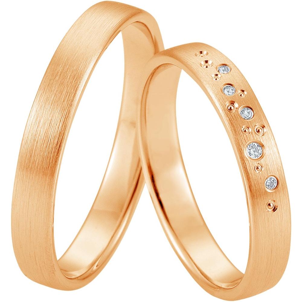 BREUNING Basic Light Collection Wedding Rings Rose Gold 5723-5724R