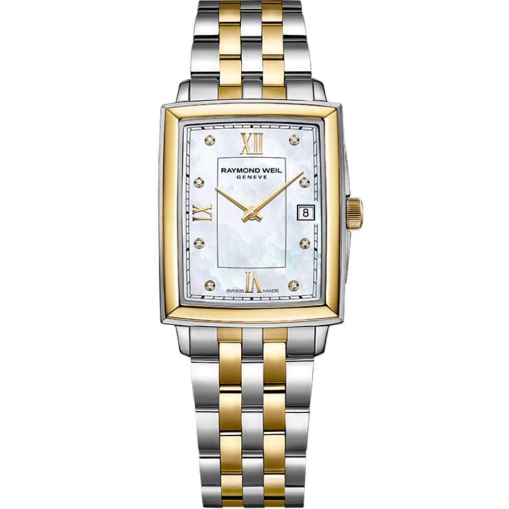 RAYMOND WEIL Toccata White Pearl Dial with Diamonds 22.6x28.1mm Two Tone Gold Stainless Steel Bracelet 5925-STP-00995