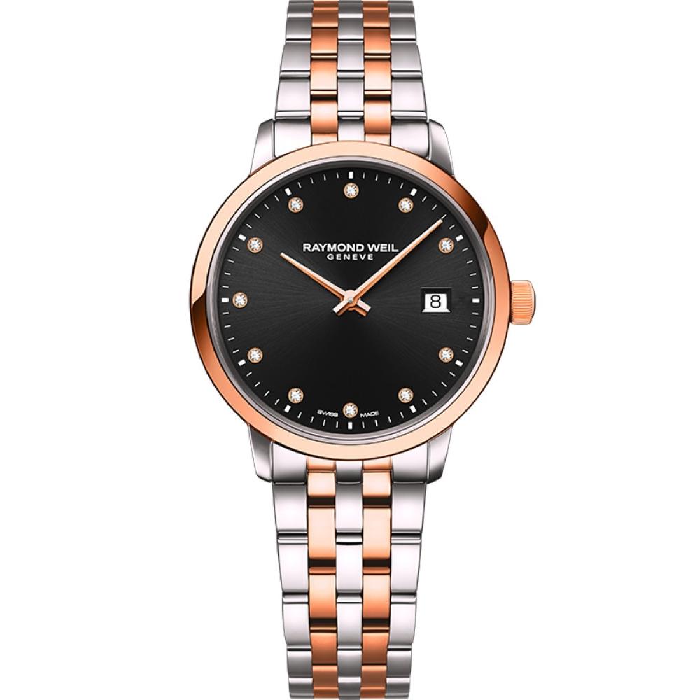 RAYMOND WEIL Toccata Diamonds 29mm Two Tone Rose Gold Stainless Steel Bracelet 5985-SP5-20081