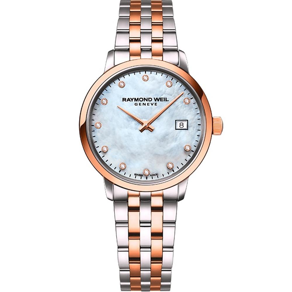 RAYMOND WEIL Toccata Diamonds 29mm Two Tone Rose Gold Stainless Steel Bracelet 5985-SP5-97081