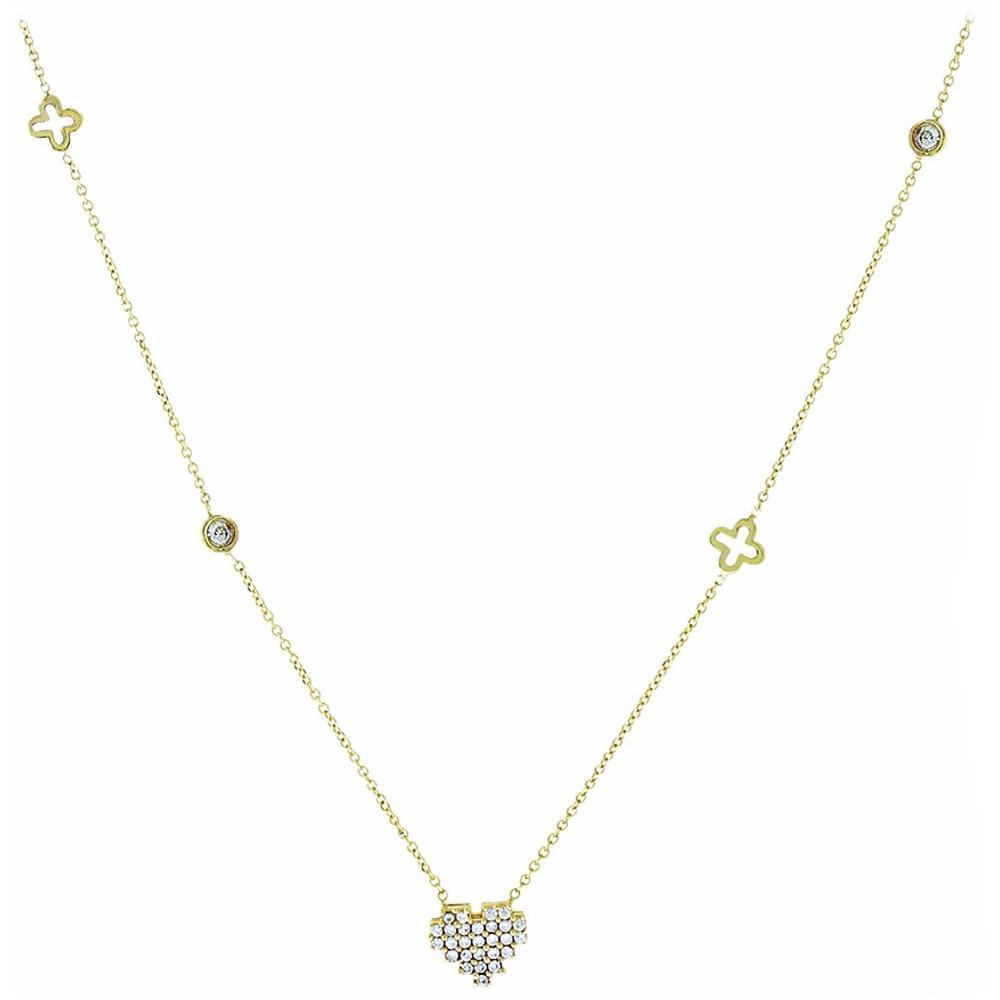 NECKLACE Heart Yellow Gold 14K with Zircon Stones 5AB.02.549C