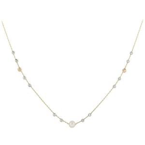NECKLACE SENZIO Collection in Yellow, White and Rose Gold K14 with Pearl 5BL.7312C - 43628