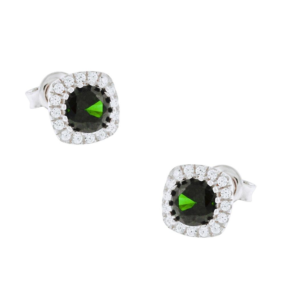 EARRINGS Rosette SENZIO Collection White Gold K14 with Zircon Stones 5BL.3063BOR