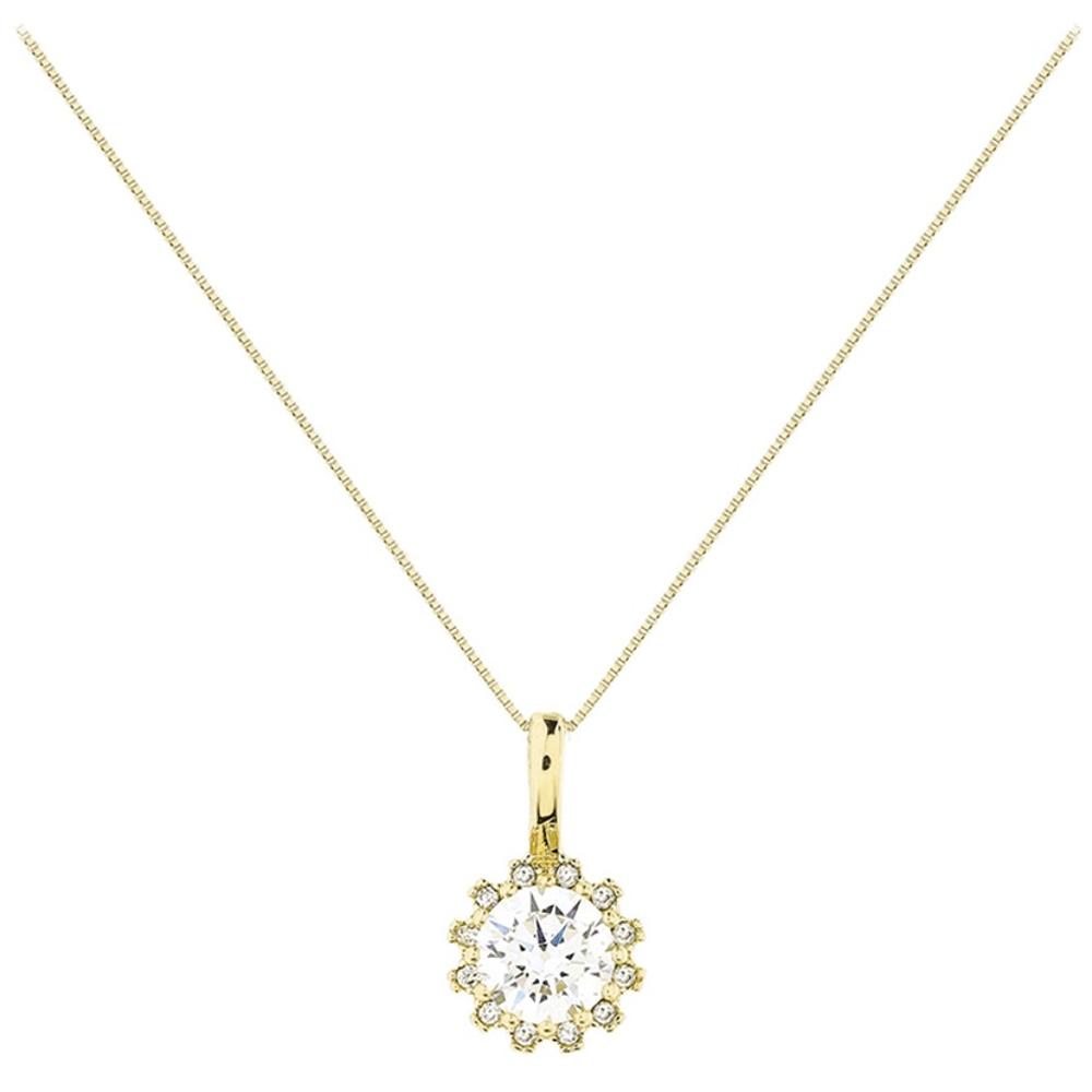 NECKLACE Rosette with Zircon in K14 Yellow Gold 5BL.354C
