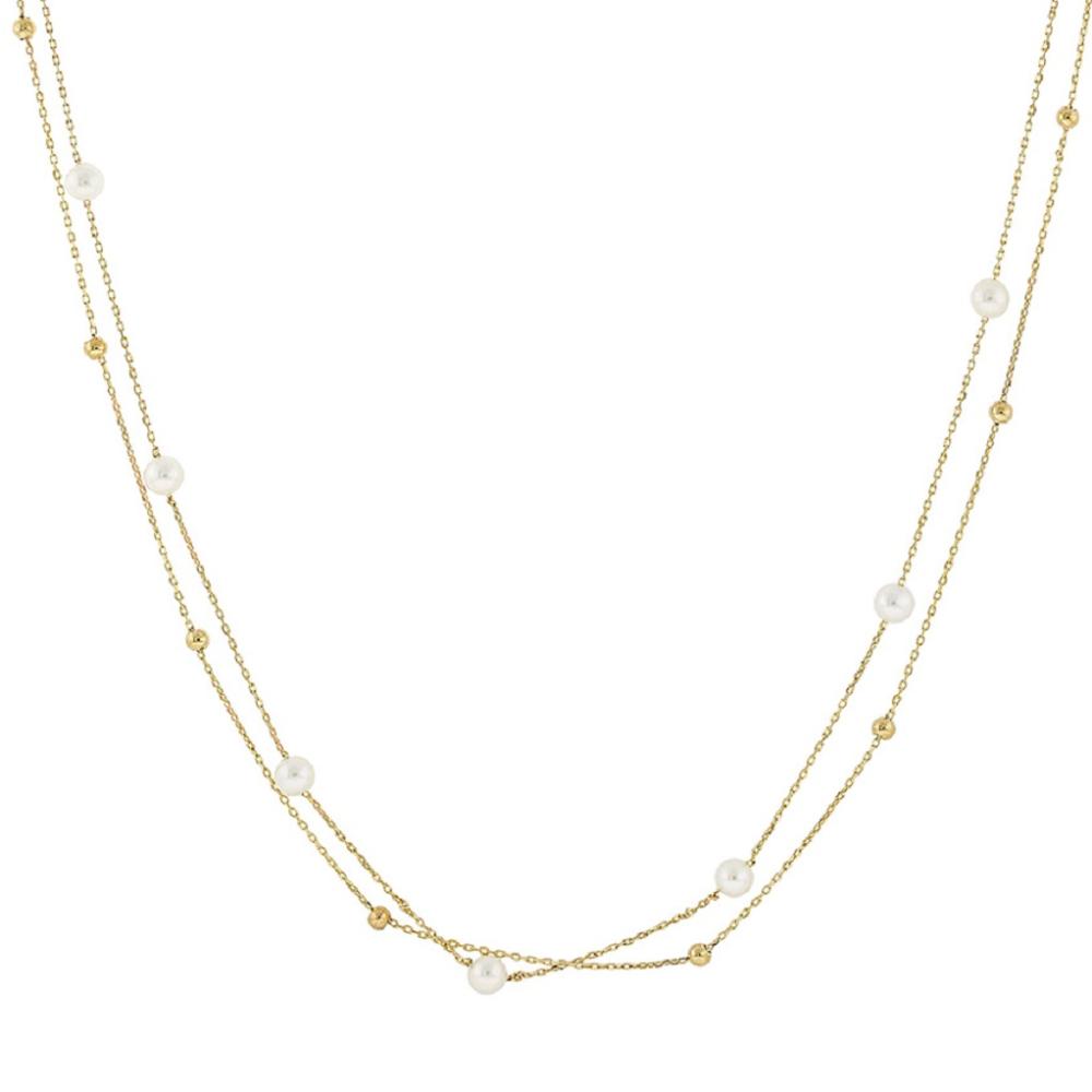 NECKLACE SENZIO Collection Yellow Gold K14 with Pearls 5BL.7275C