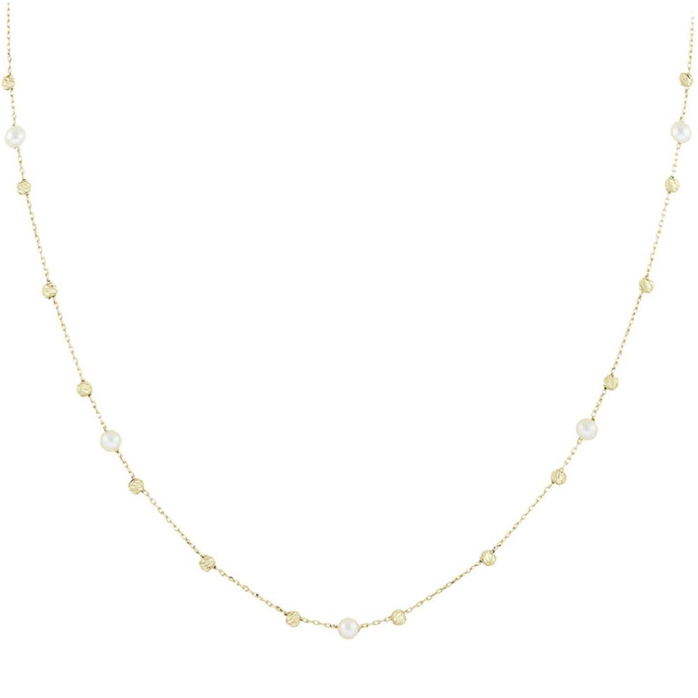 NECKLACE SENZIO Collection Yellow Gold K14 with Pearls 5BL.7315C