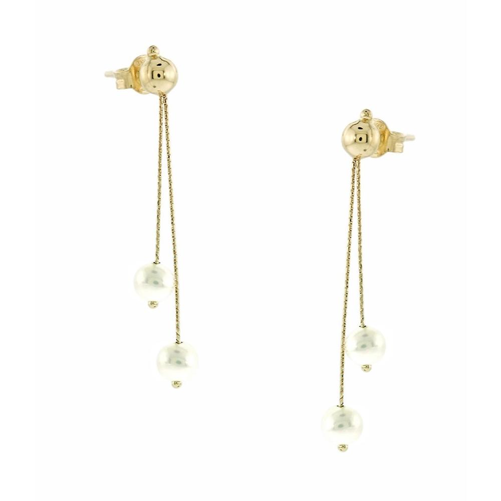 EARRINGS Dangling SENZIO Collection Yellow Gold K14 with Pearls 5CG.2203MOR