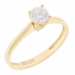 RING Single Stone SENZIO Yellow Gold K14 with Zircon Stones 5DIV.1135R - 61026