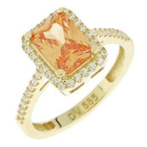 RING Rosette SENZIO Collection Yellow Gold K14 with Zircon Stones 5DIV.22414R - 43776