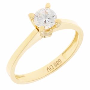 RING Single Stone SENZIO Yellow Gold K14 with Zircon Stones 5DIV.1150R - 61018
