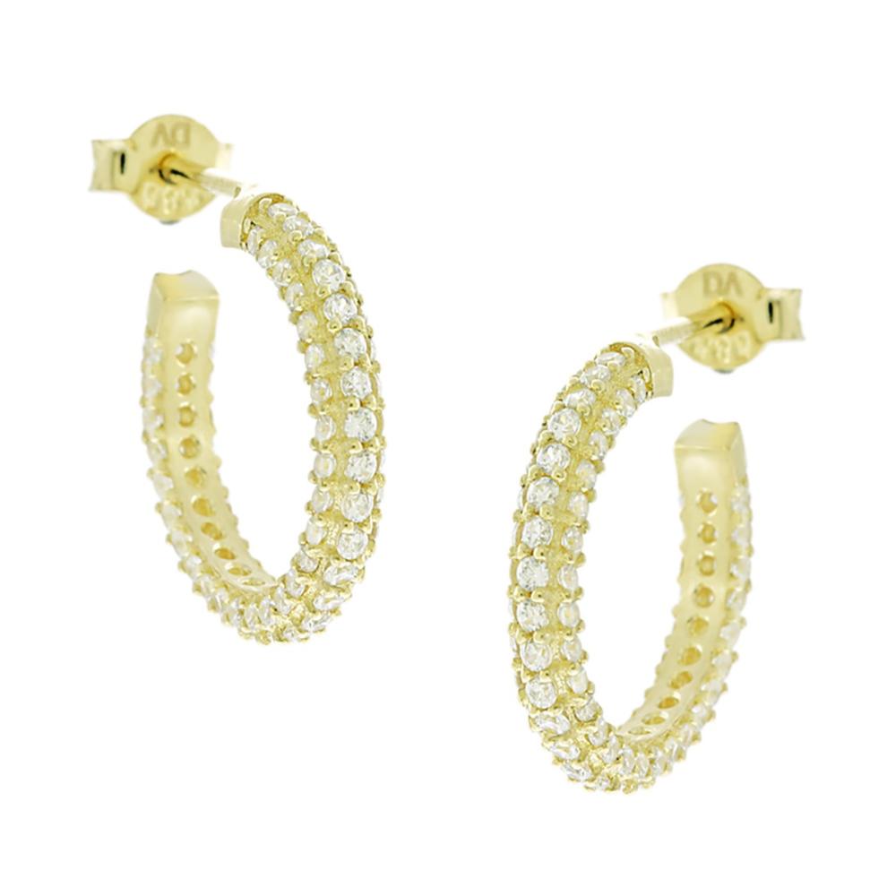 EARRINGS Hoops SENZIO Collection K14 Yellow Gold with Zircon Stones 5DIV.1684OR