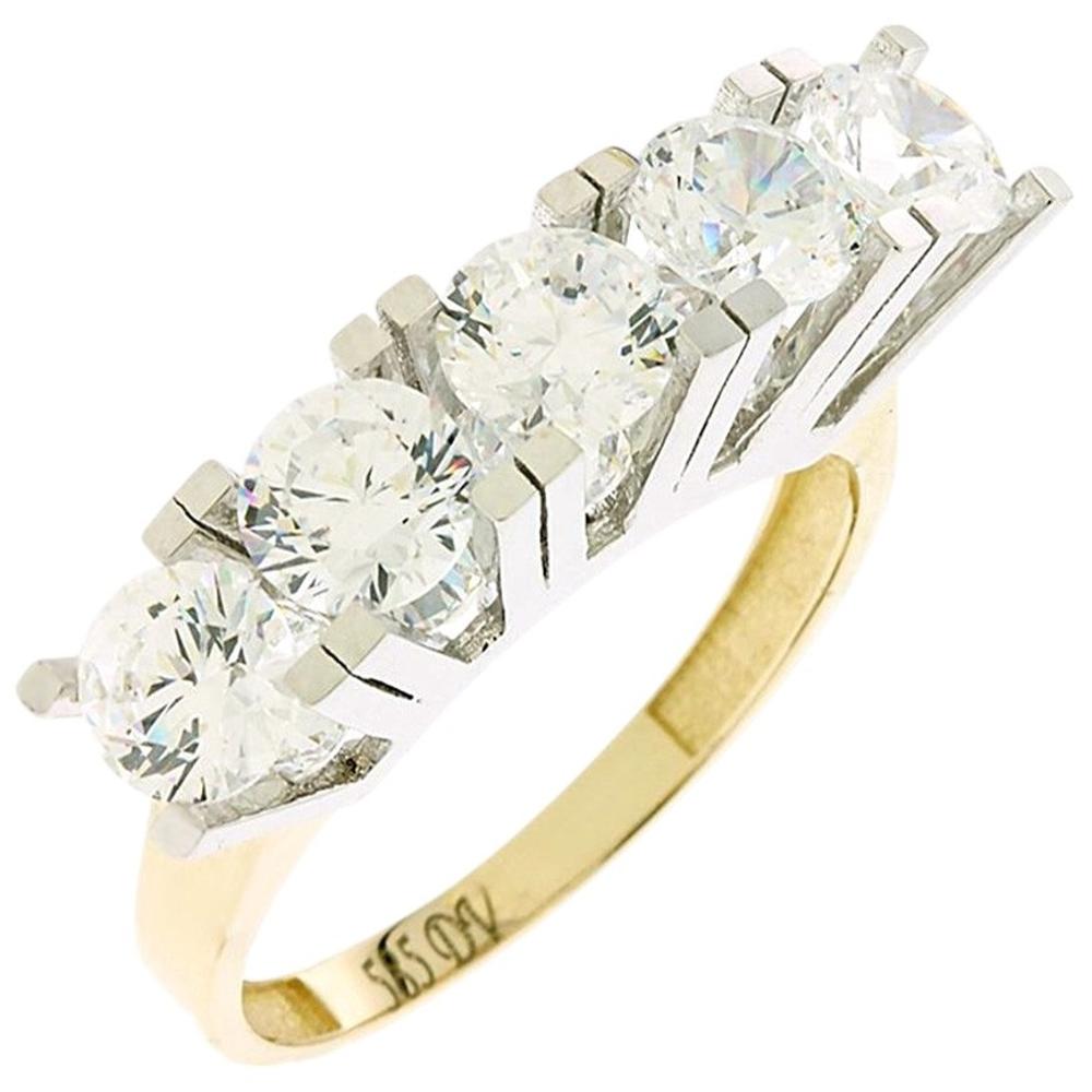 RING Row SENZIO Collection K14 Yellow and White Gold with Zircon Stones 5DIV.1912R