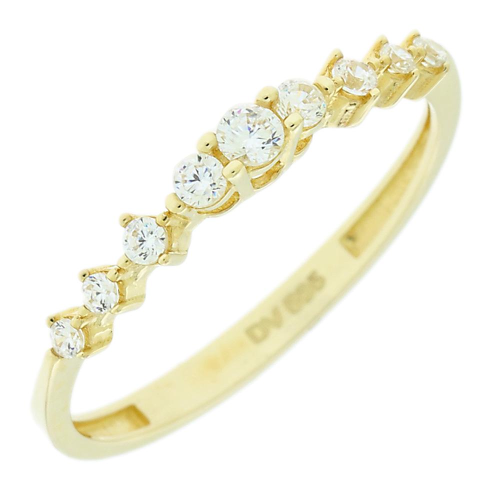 RING Row Yellow Gold K14 with Zircon Stones 5DIV.248184R