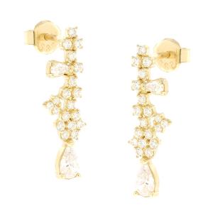 EARRINGS SENZIO Collection Yellow Gold K14 with Zircon Stones 5DIV.248430OR - 37806