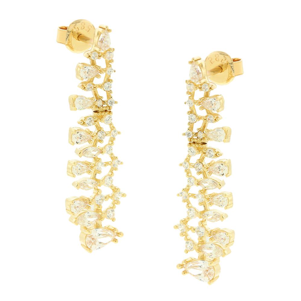 EARRINGS Full Stones SENZIO Collection Yellow Gold K14 with Zircon Stones 5DIV.248485OR