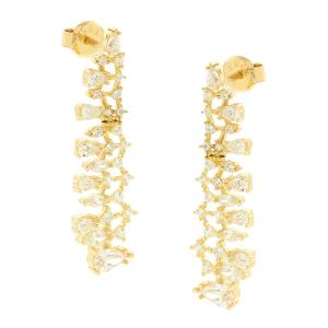 EARRINGS Full Stones SENZIO Collection Yellow Gold K14 with Zircon Stones 5DIV.248485OR - 43796