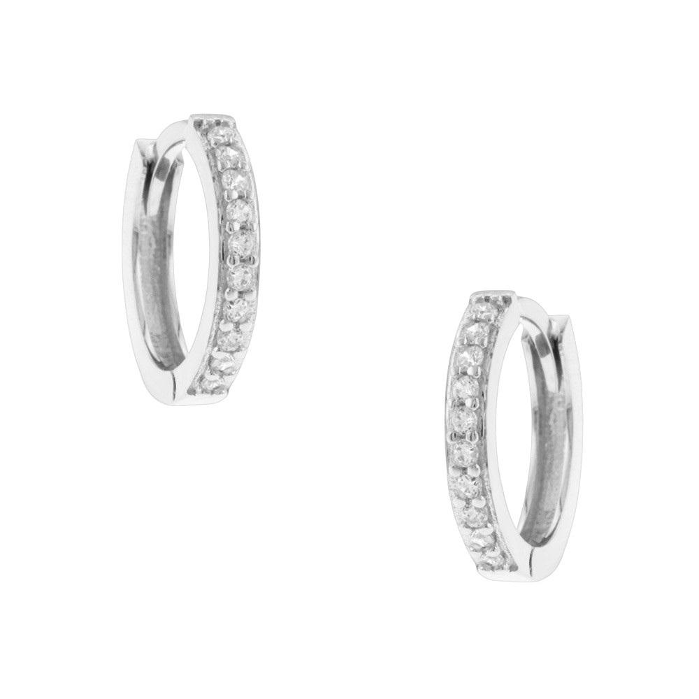 EARRINGS Hoops SENZIO Collection K14 White Gold with Zircon Stones 5DIV.3067BOR