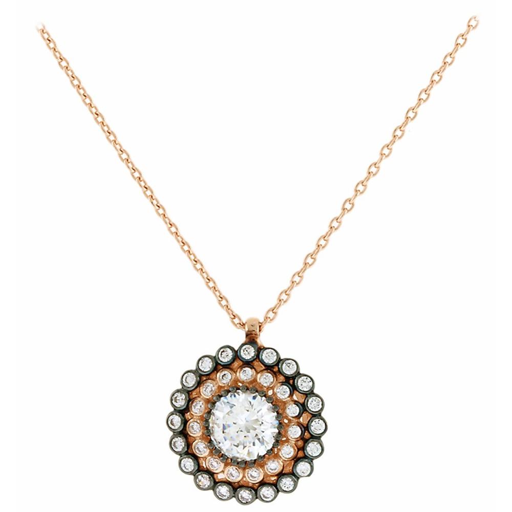 NECKLACE Rosette with Zircon in 14K Rose Gold 5DIV.54116RC